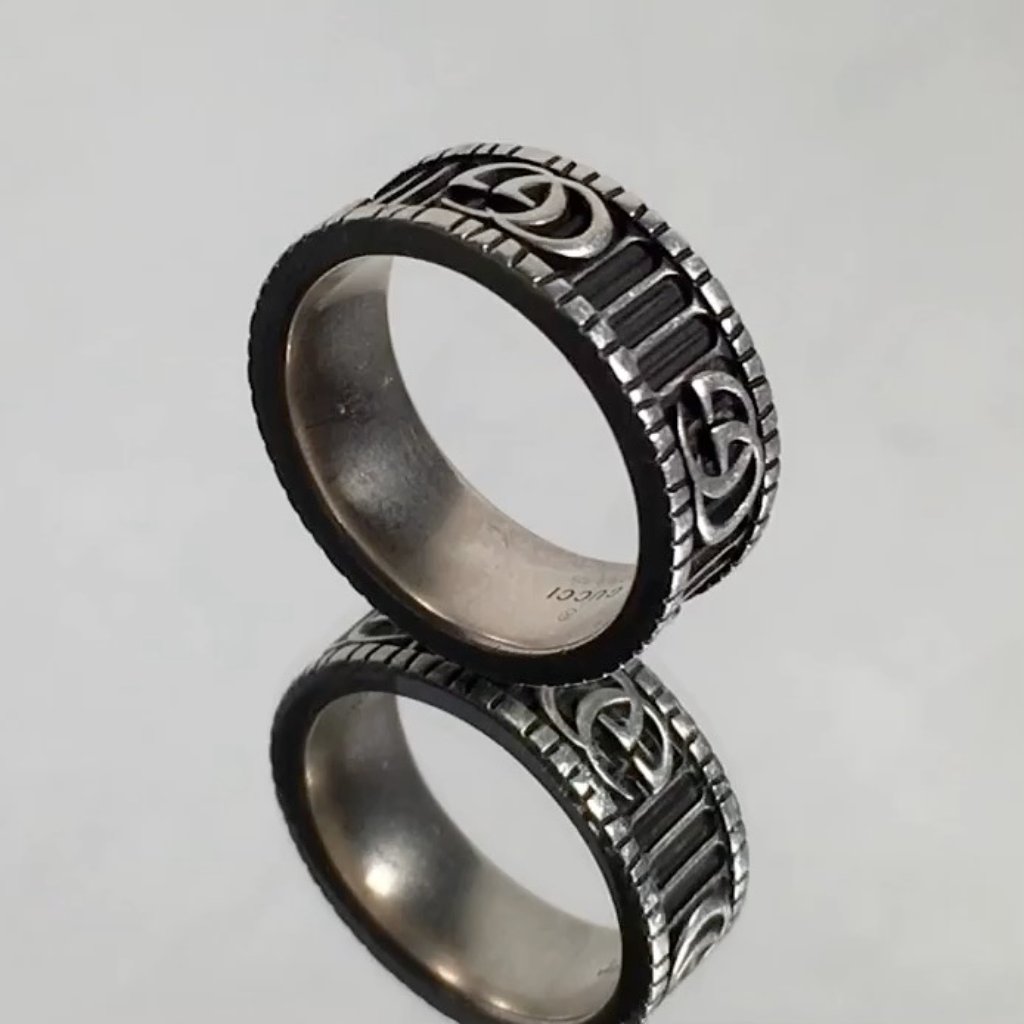 Authentic Gucci Gg Marmont Sterling Silver Ring Size 18 Unisex